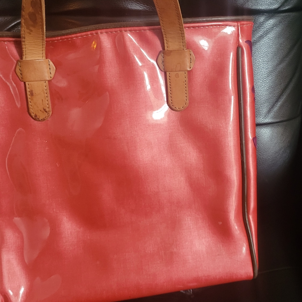 Consuela Coral and Purple Embroidered Floral Tote - Picture 5 of 10